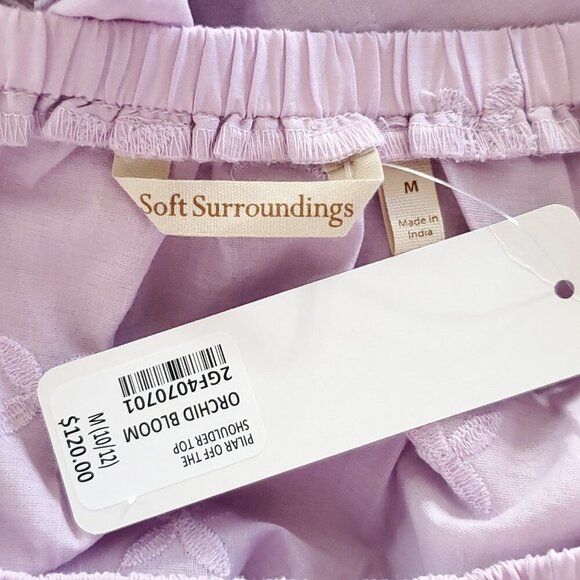 Soft Surrounding Crochet Embroidered Off Shoulder Shirt Top M Purple 3/4 Sleeve - Picture 4 of 6